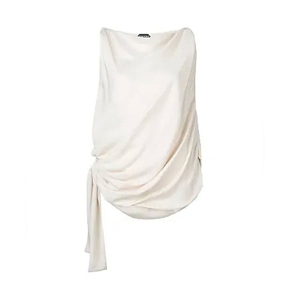 Tom Ford Draped White Sleeveless Top Size 4 - Thumbnail 6