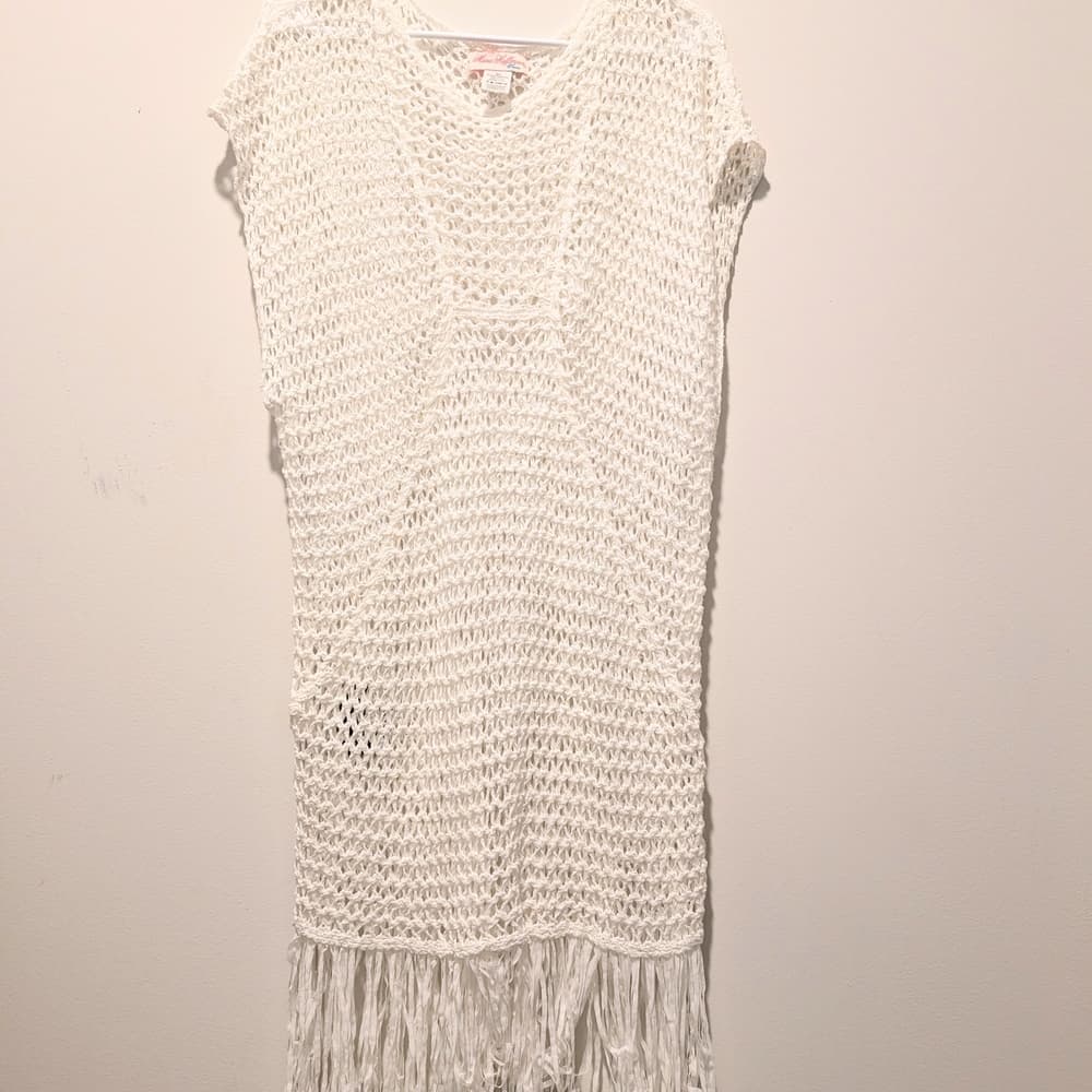 Mara Hoffman Swim White Crochet Fringe Beach Summer Boho Cover-Up