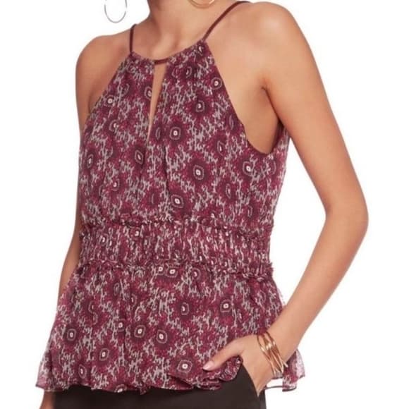 Cinq a sept Silk Boho Hippie Fairy Maroon Halter Top Size XS - Thumbnail 9