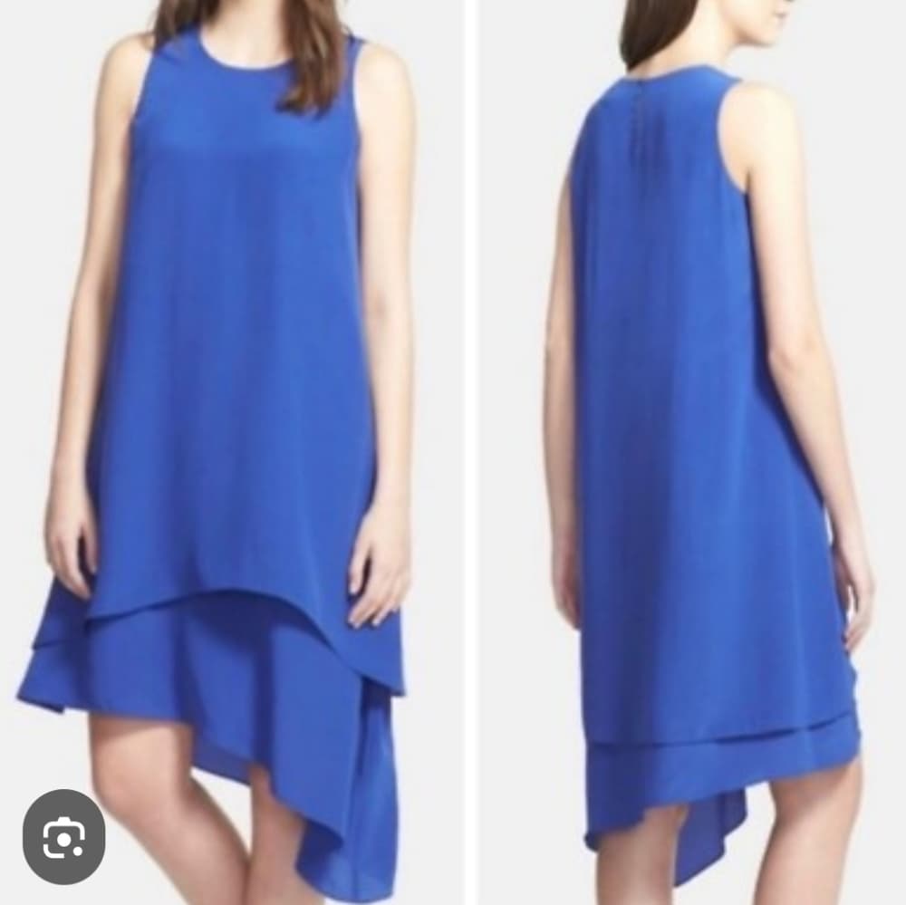 Eileen Fisher Royal Blue Silk Minimalist Office Summer Dress - Thumbnail 5