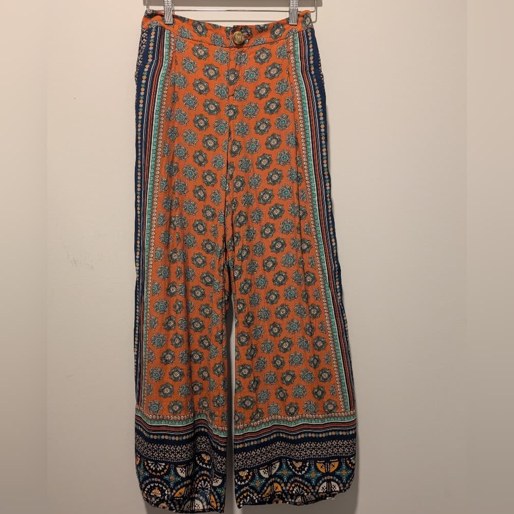 Anthropologie Elevenses Summer Wide-Leg Palazzo Pants Side pockets - Thumbnail 7