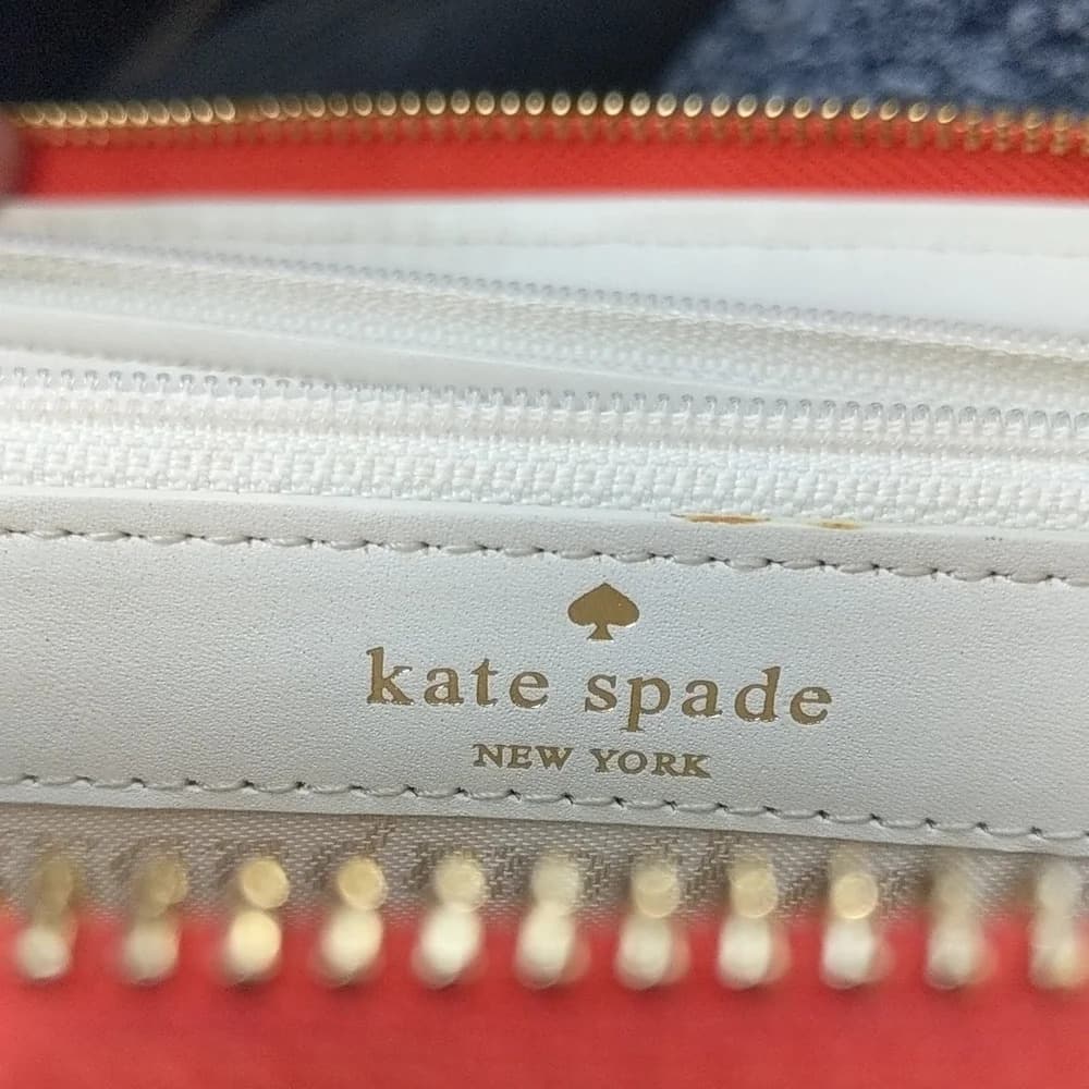 Kate Spade cherry red lacey signature quilted leather Wallet flame - Thumbnail 5