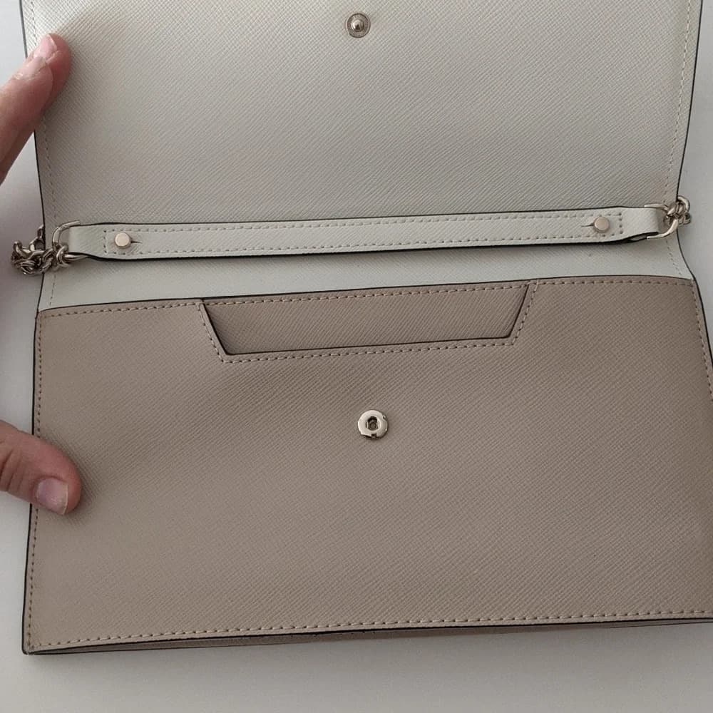 Kate Spade Willow Wallet cream Tan Leather Chain strap crossbody Bag - Thumbnail 7