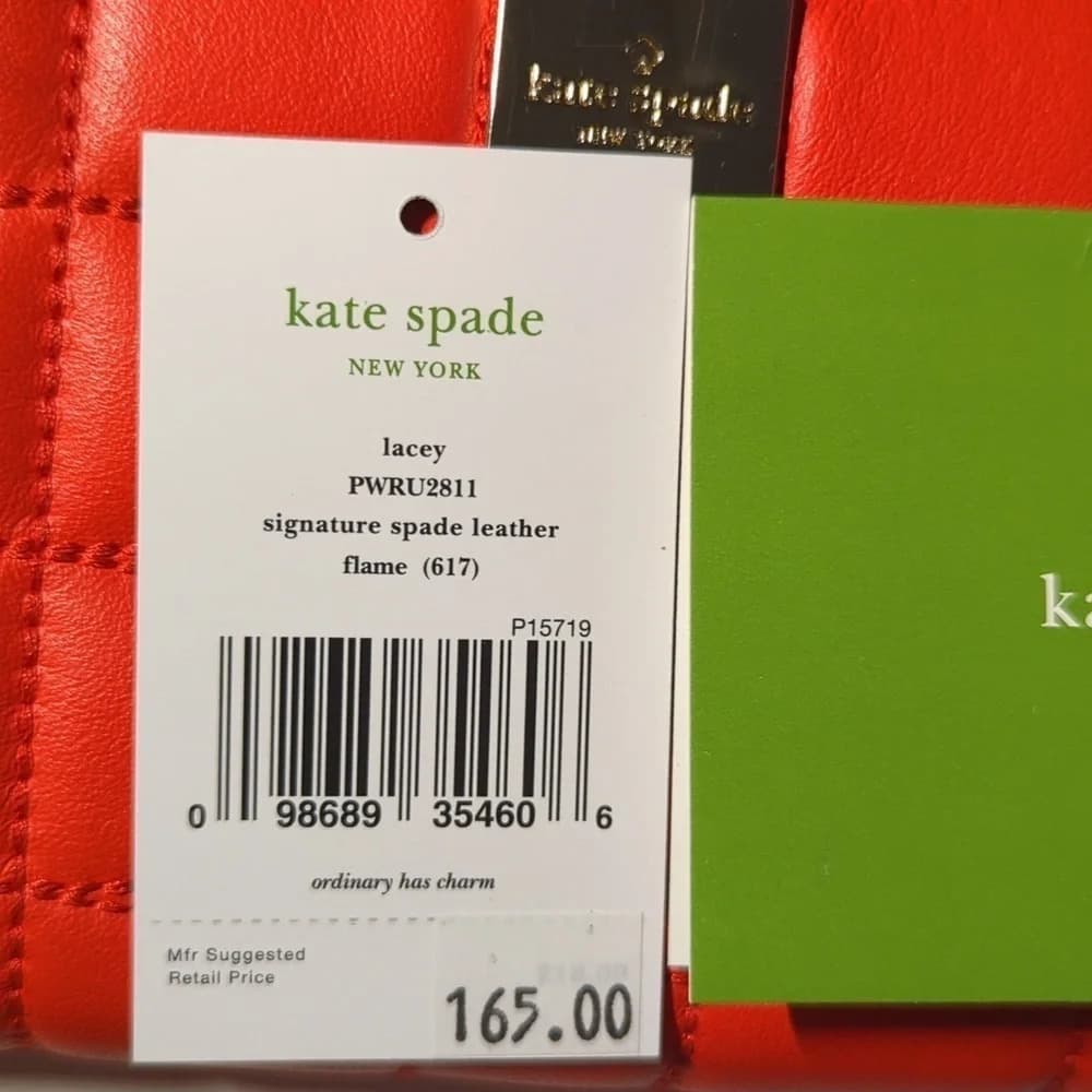 Kate Spade cherry red lacey signature quilted leather Wallet flame - Thumbnail 11