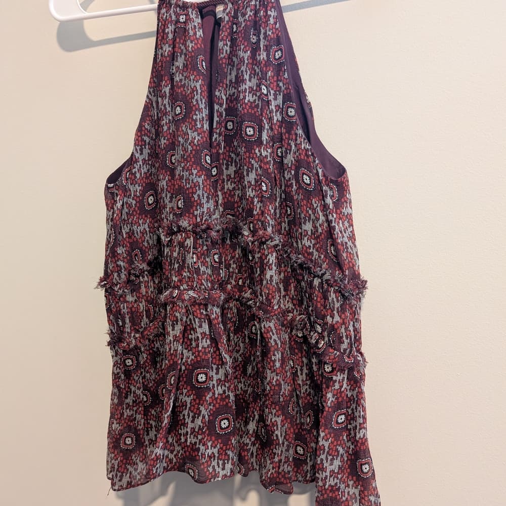 Cinq a sept Silk Boho Hippie Fairy Maroon Halter Top Size XS - Thumbnail 2