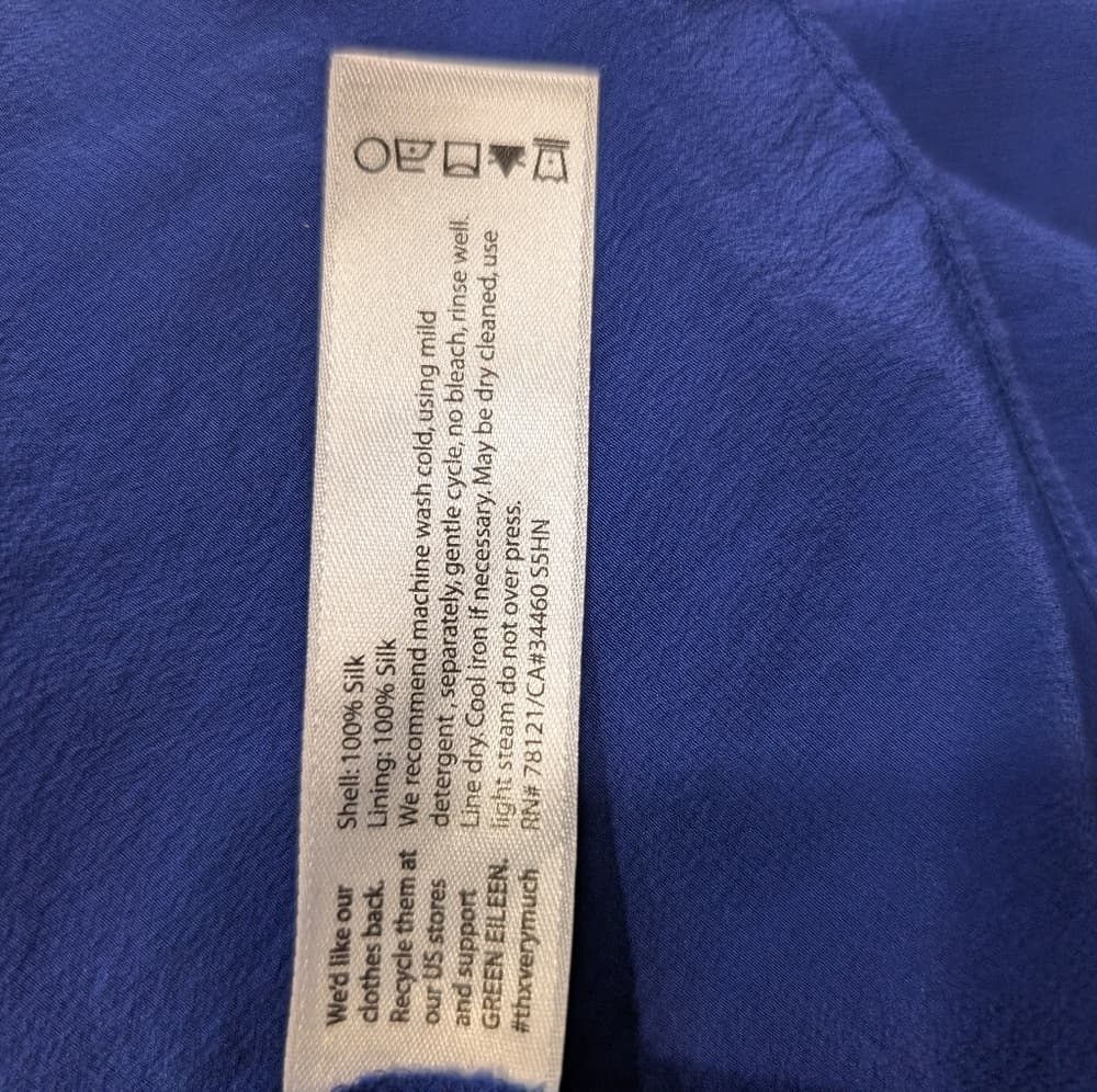 Eileen Fisher Royal Blue Silk Minimalist Office Summer Dress - Thumbnail 4