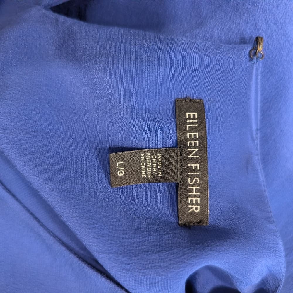 Eileen Fisher Royal Blue Silk Minimalist Office Summer Dress