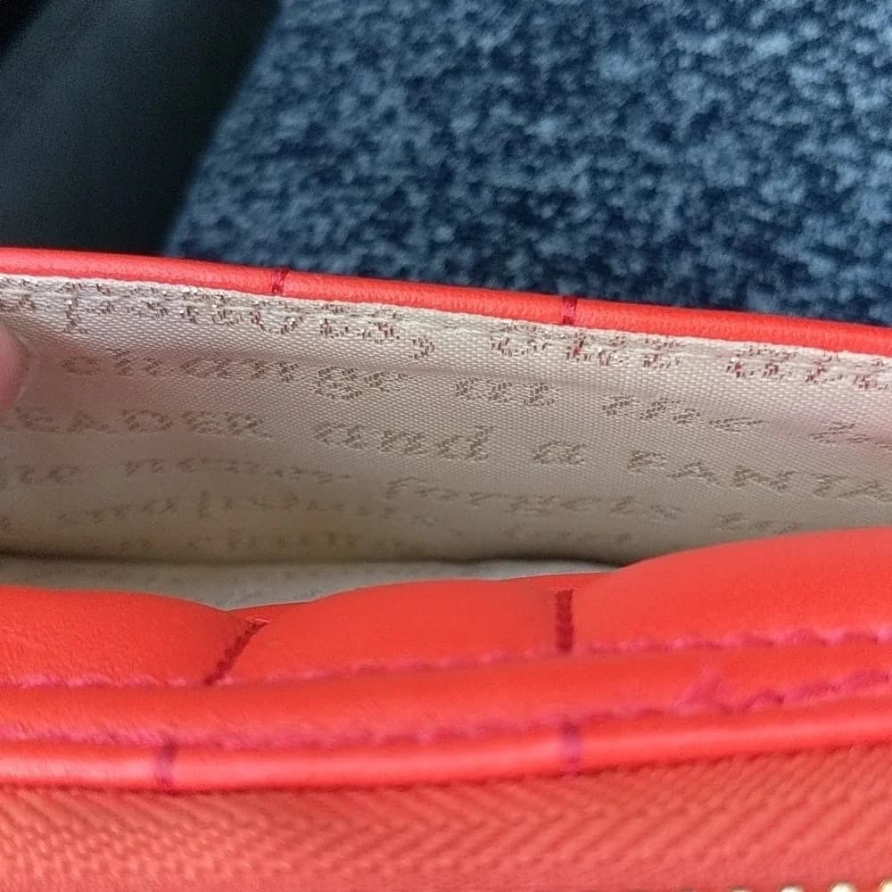Kate Spade cherry red lacey signature quilted leather Wallet flame - Thumbnail 9