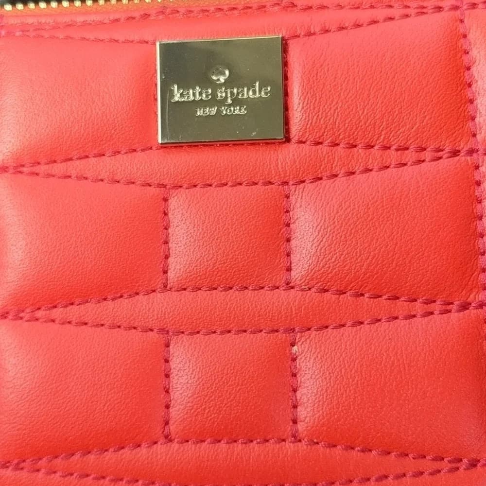 Kate Spade cherry red lacey signature quilted leather Wallet flame - Thumbnail 4