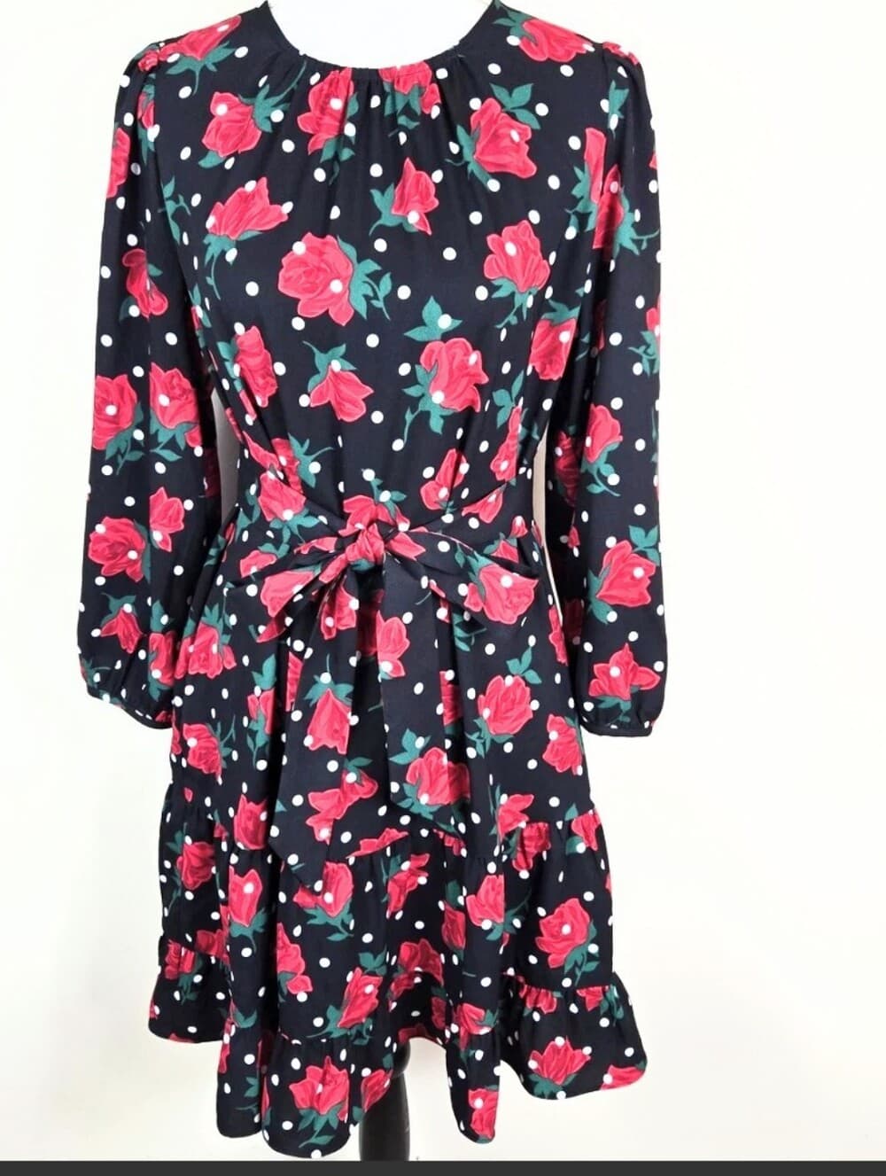 kate spade Black Rose Floral Print Summer Coastal Dress - Thumbnail 3