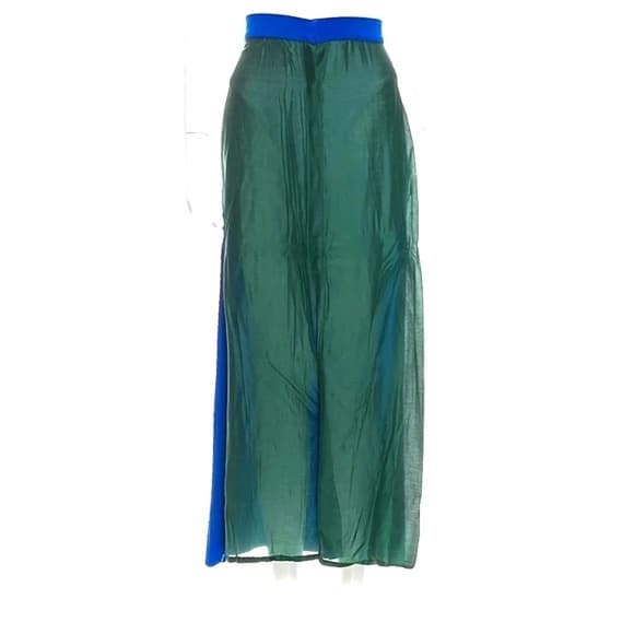 Vintage silk Italy Boho button high waist Coastal Y2k maxi skirt - Thumbnail 10