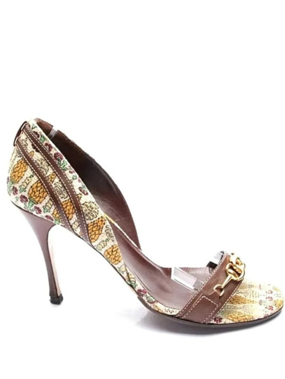 Gucci horsebit pineapple print Summer Wedding vintage‎ Leather heels - Thumbnail 9