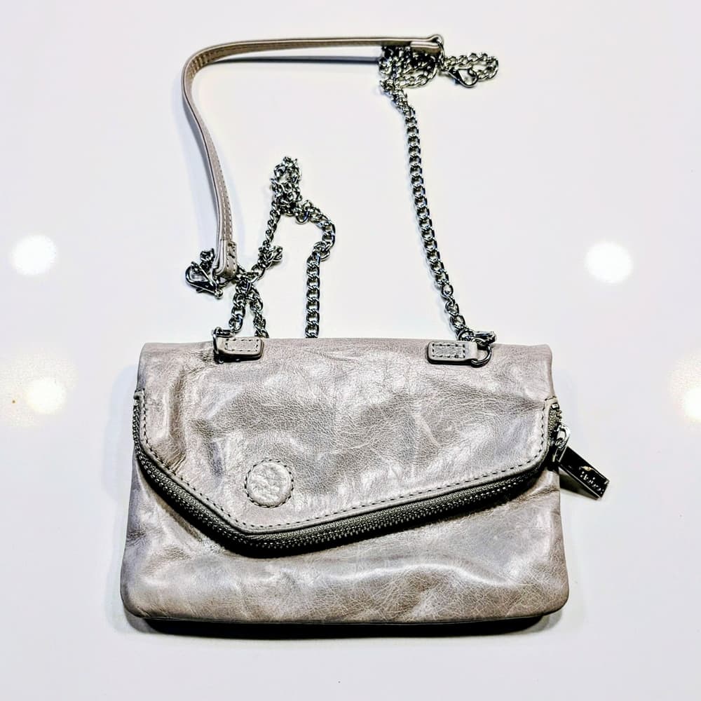 HOBO Grey Leather Festival Boho Zip Crossbody Bag - Thumbnail 9