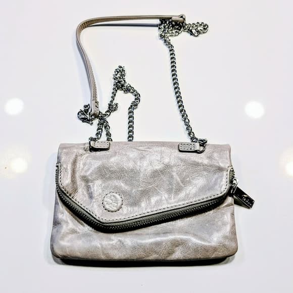 HOBO Grey Leather Festival Boho Zip Crossbody Bag - Thumbnail 10