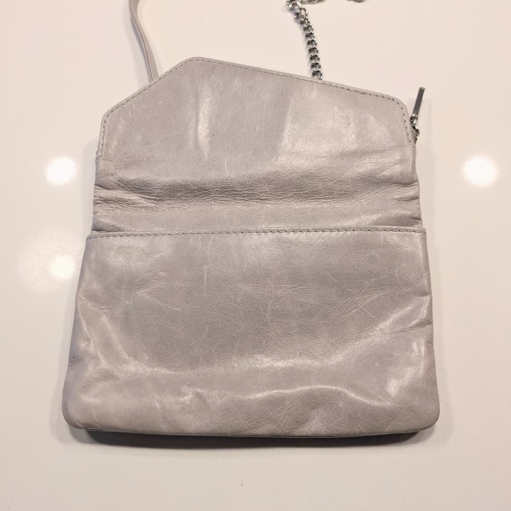 HOBO Grey Leather Festival Boho Zip Crossbody Bag - Thumbnail 3