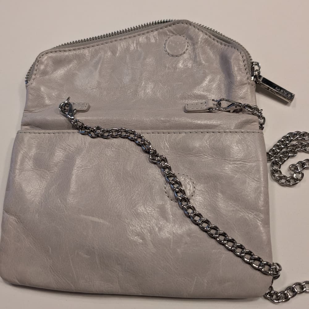 HOBO Grey Leather Festival Boho Zip Crossbody Bag - Thumbnail 6