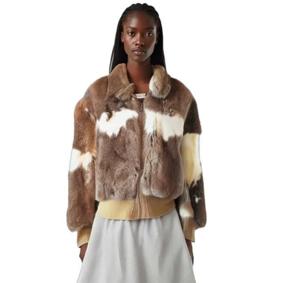 Vintage fox fur bomber cropped Italy jacket coat - Thumbnail 9