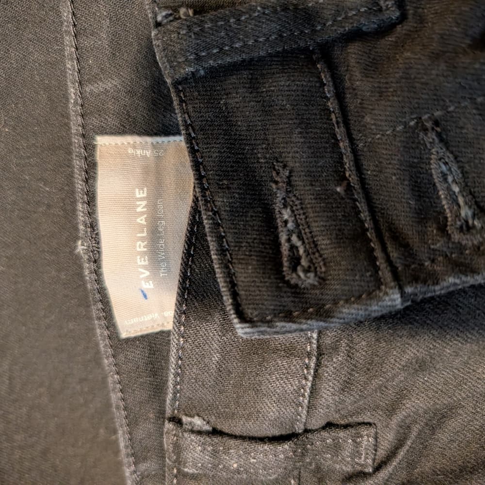 Everlane Wide Leg Black Y2k Jeans with 5 Button Fly Size 25 - Thumbnail 5