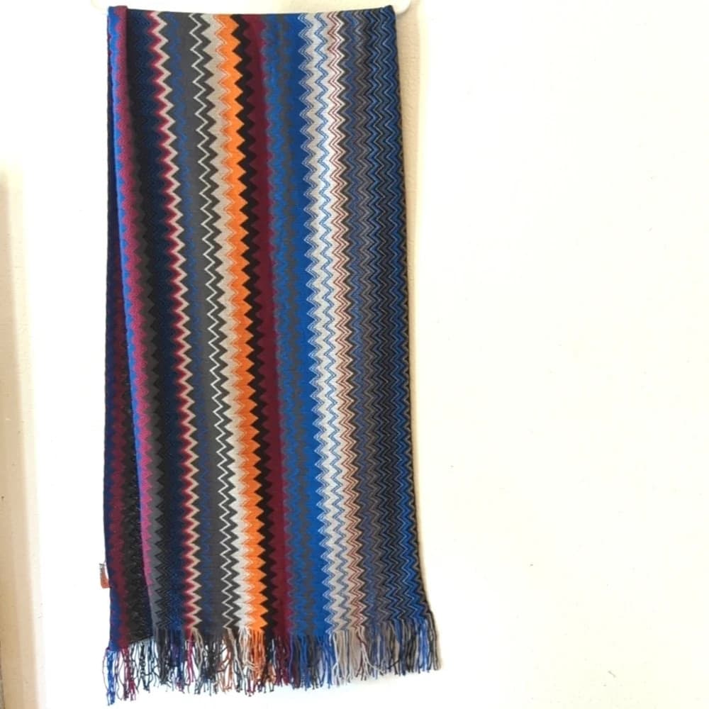 Missoni wool zig zag mountain print long wool fringe scarf - Thumbnail 5