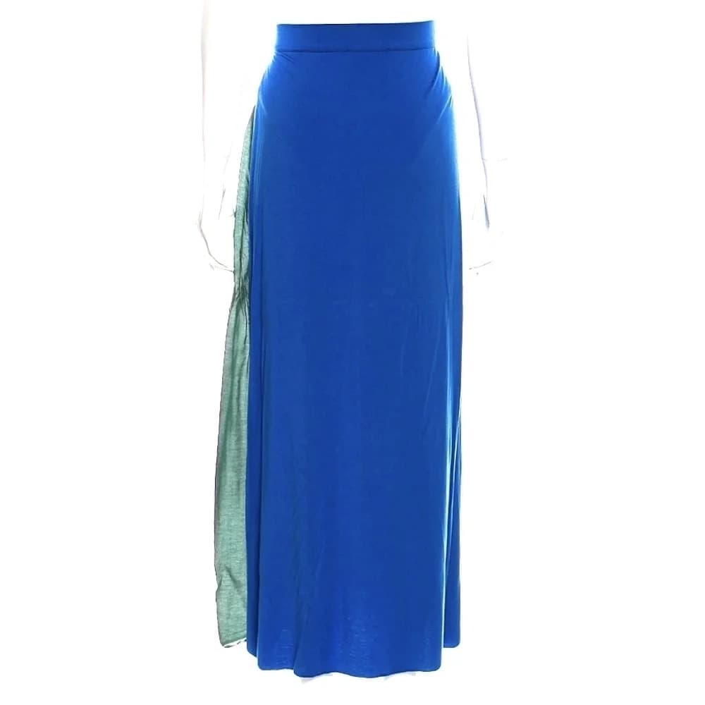 Vintage silk Italy Boho button high waist Coastal Y2k maxi skirt - Thumbnail 2
