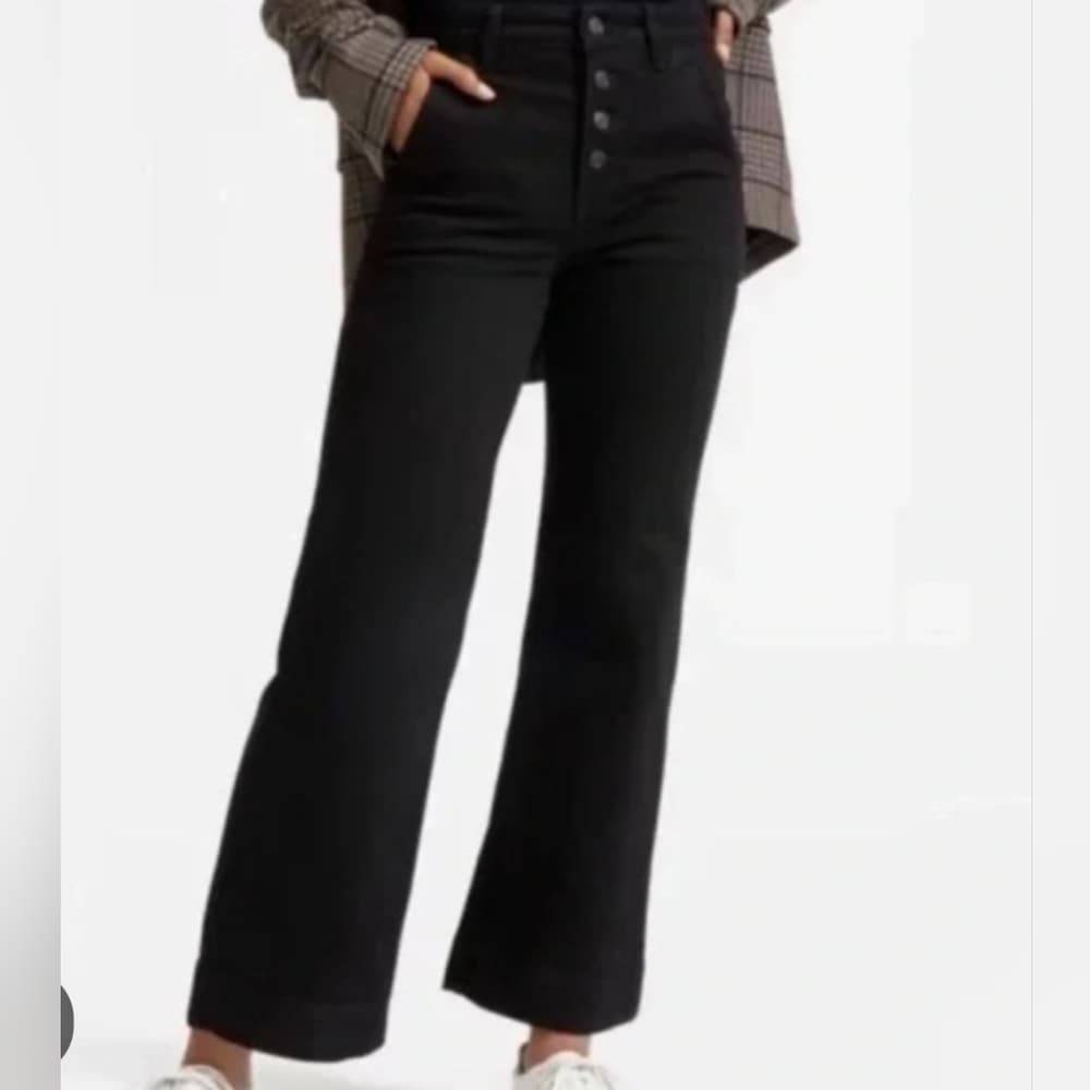 Everlane Wide Leg Black Y2k Jeans with 5 Button Fly Size 25