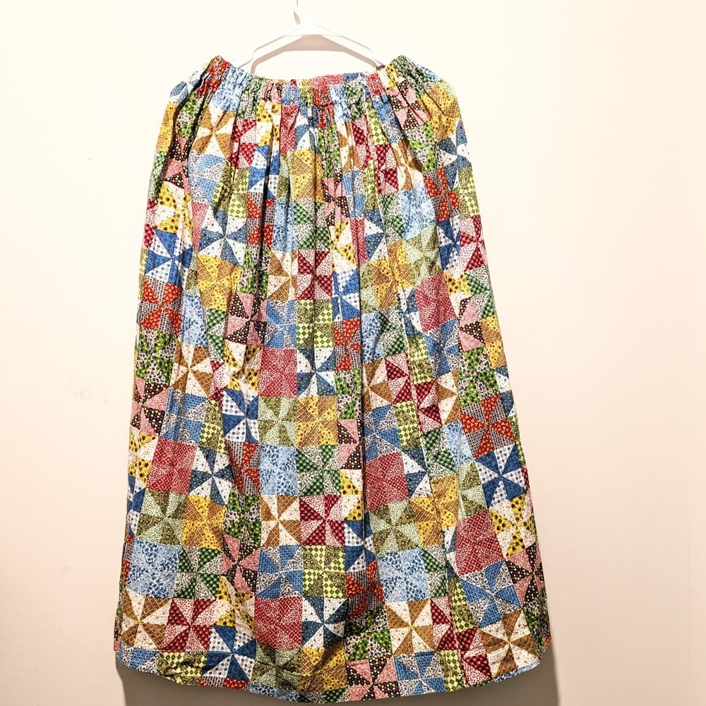 Vintage Quilt Multi-Color Patchwork Cottage Print Handmade Maxi Skirt - Thumbnail 5