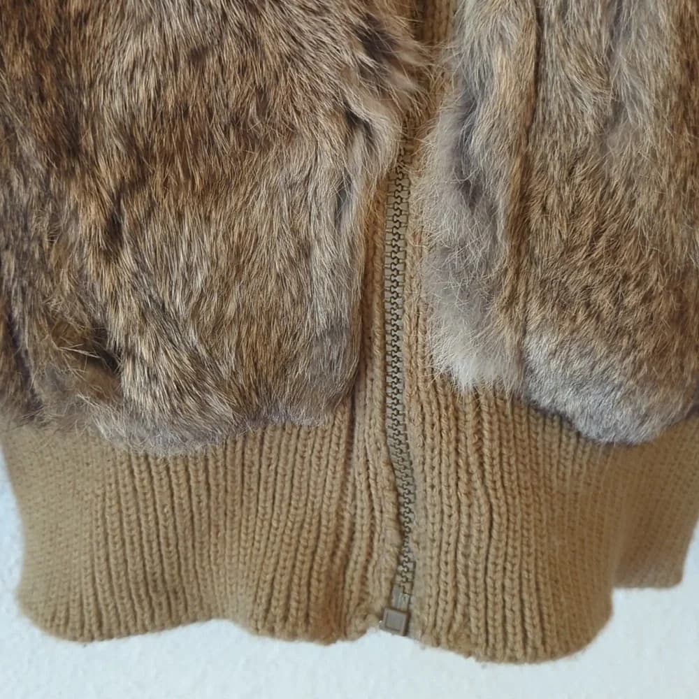 Vintage fox fur bomber cropped Italy jacket coat - Thumbnail 2