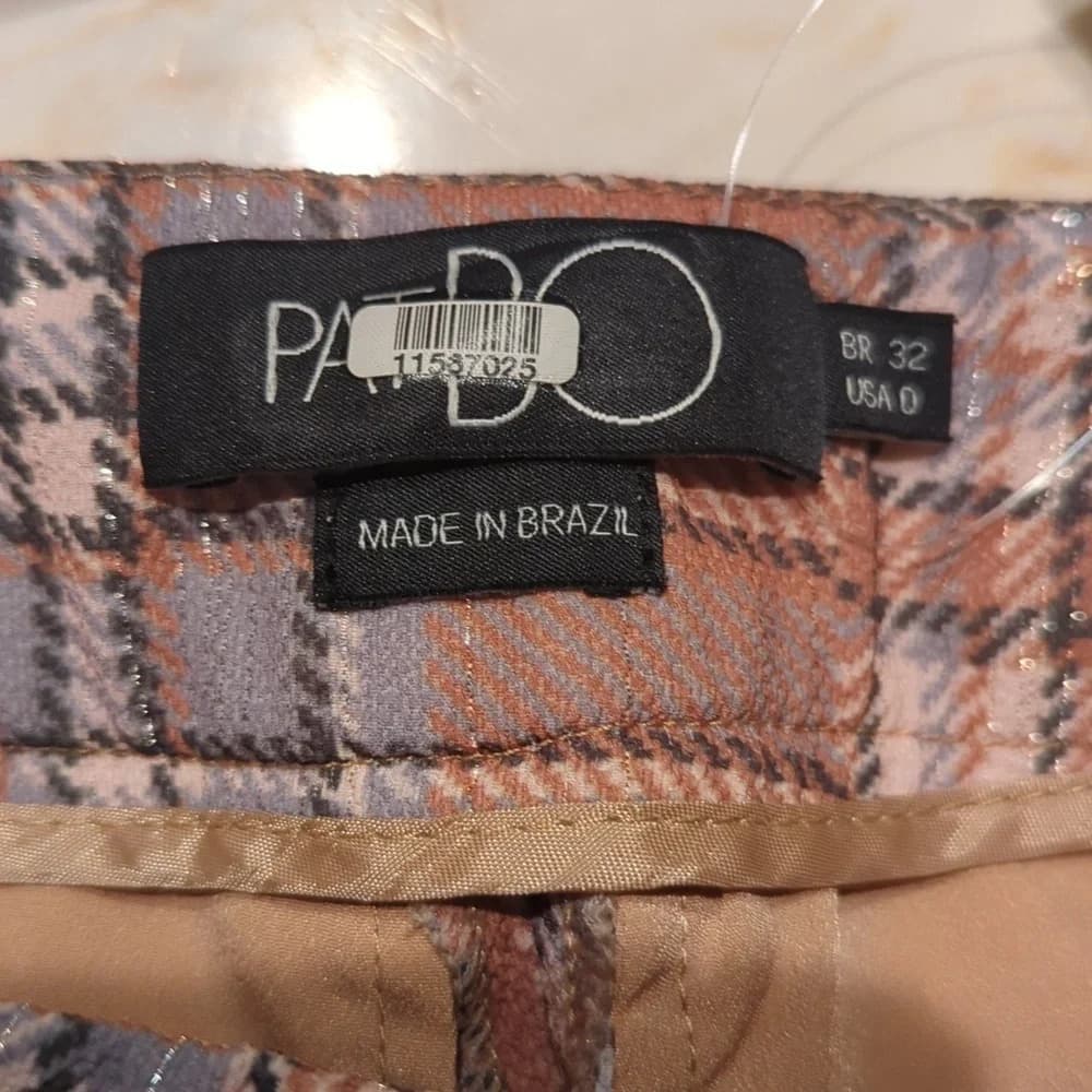 PatBO patchwork plaid wide straight leg English pants fall winter size 0 - Thumbnail 4