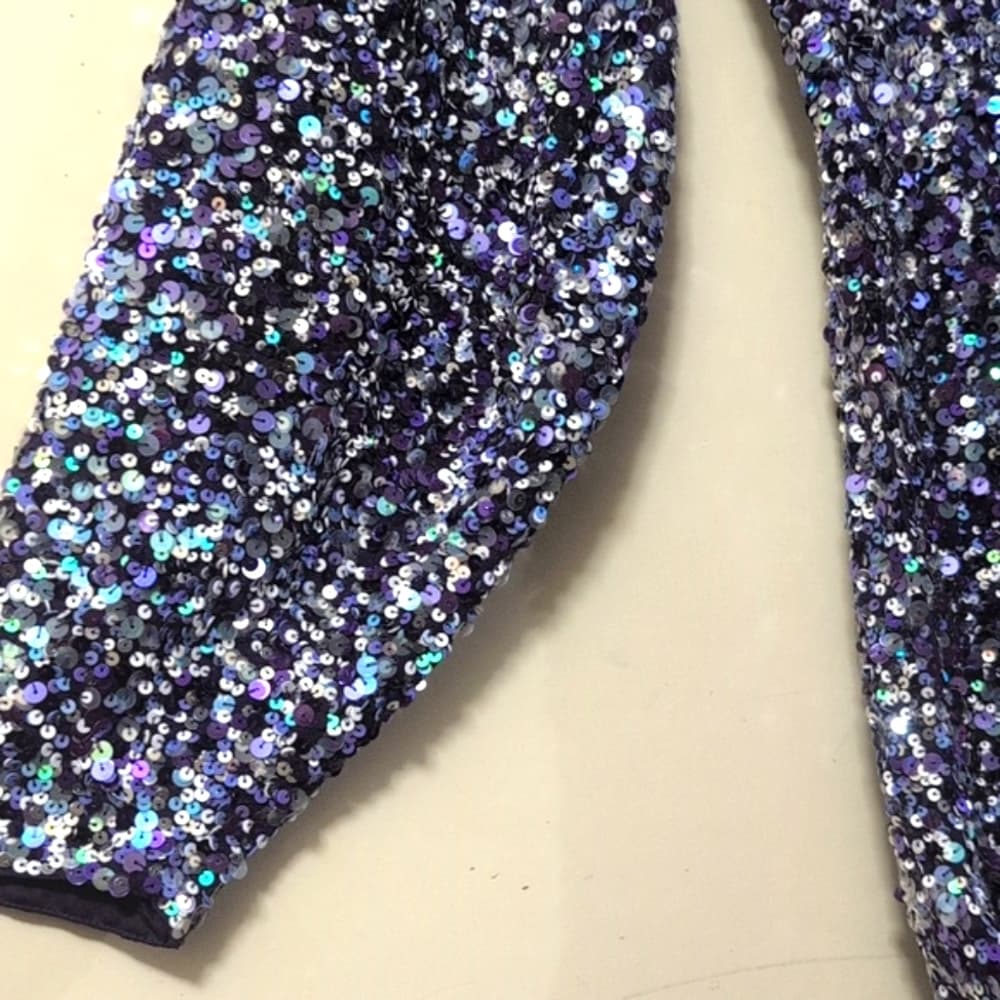 New Retrofete Nancy Purple Sequin Romper Size xs - Thumbnail 4