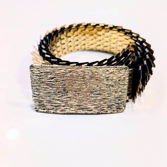 Vintage Gold Stretch Boho Festival Fairy Textured Belt Buckle - Thumbnail 6