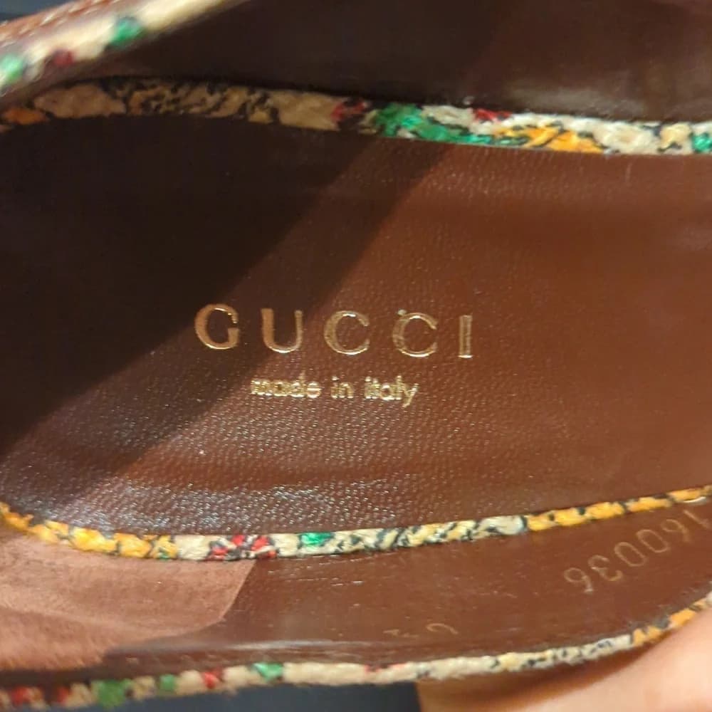 Gucci horsebit pineapple print Summer Wedding vintage‎ Leather heels - Thumbnail 7