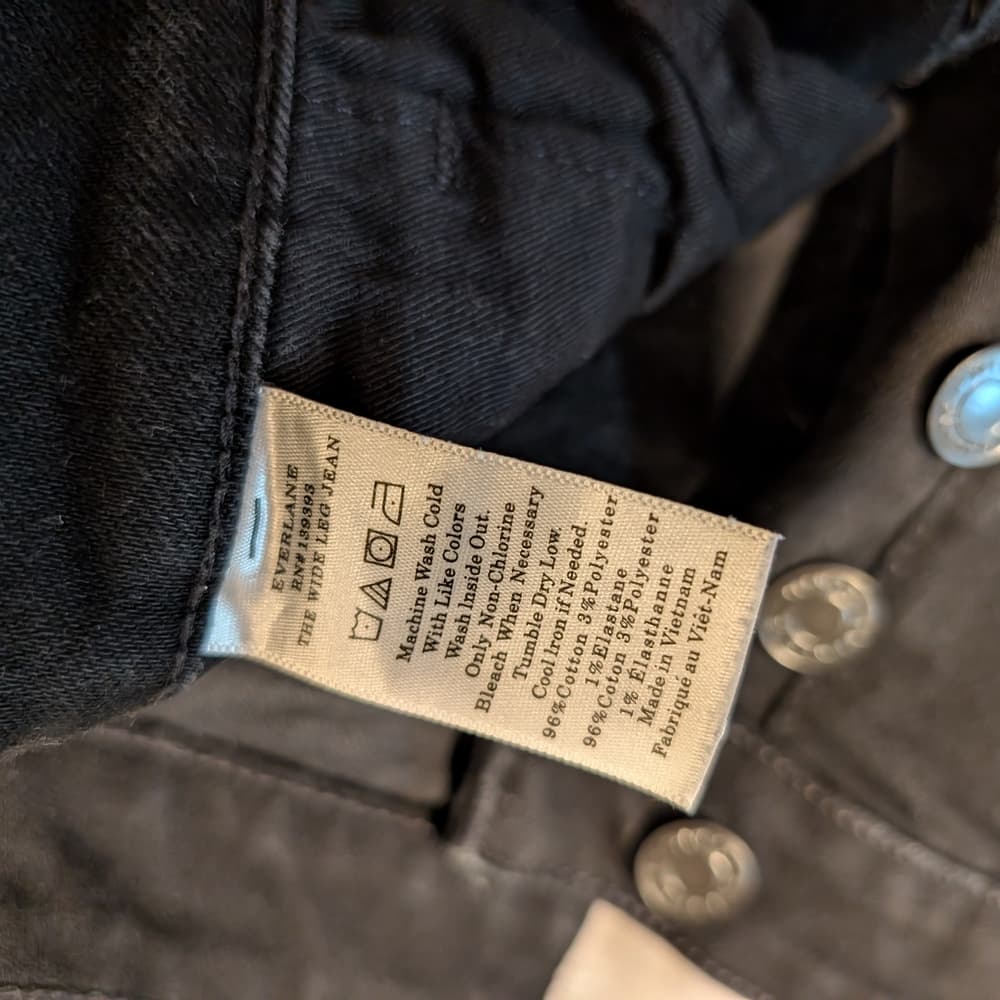 Everlane Wide Leg Black Y2k Jeans with 5 Button Fly Size 25 - Thumbnail 4