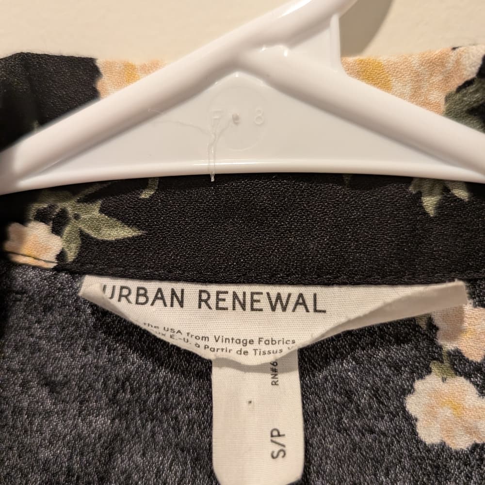 Urban Renewal Black Floral Button-Front Mini Dress
