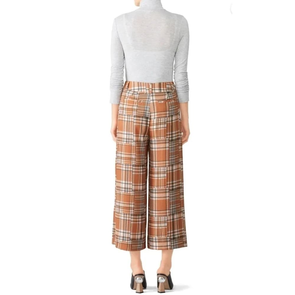 PatBO patchwork plaid wide straight leg English pants fall winter size 0 - Thumbnail 2