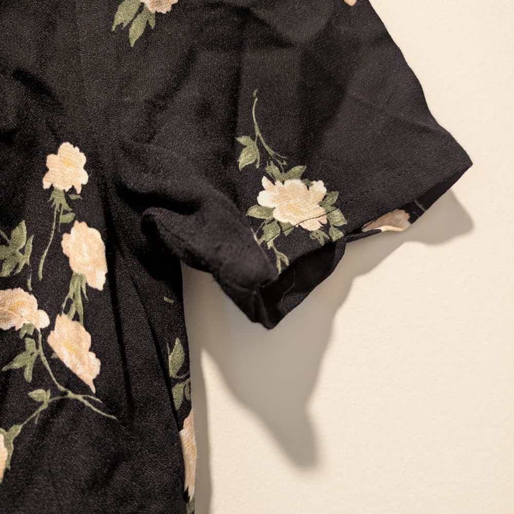 Urban Renewal Black Floral Button-Front Mini Dress - Thumbnail 2