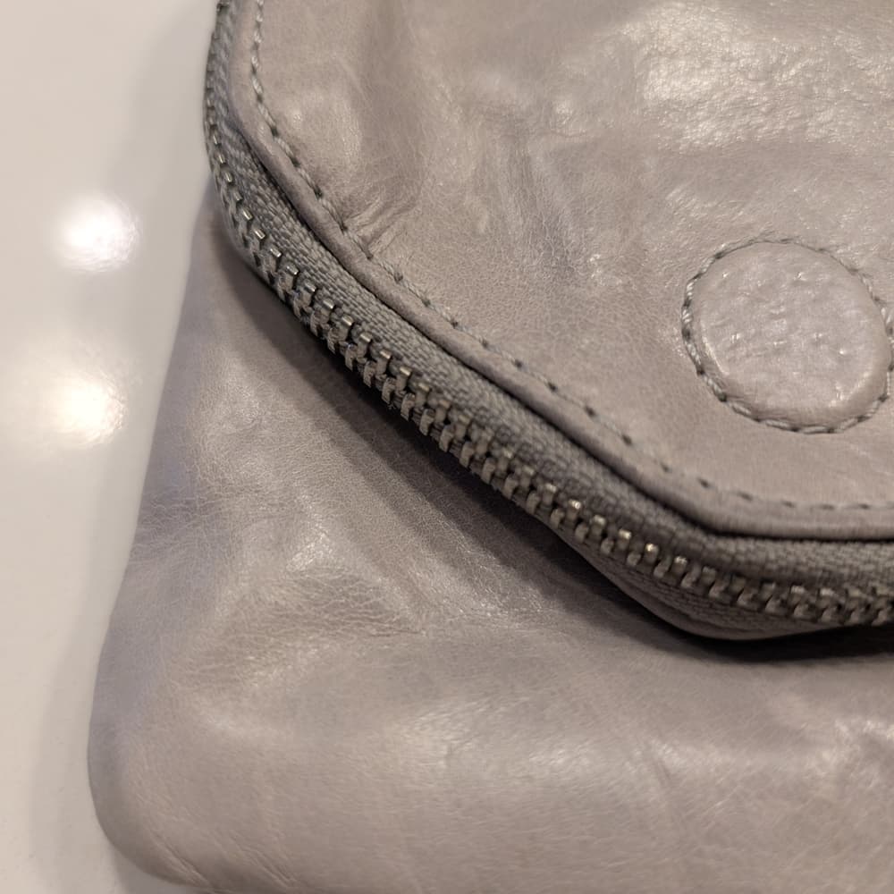 HOBO Grey Leather Festival Boho Zip Crossbody Bag