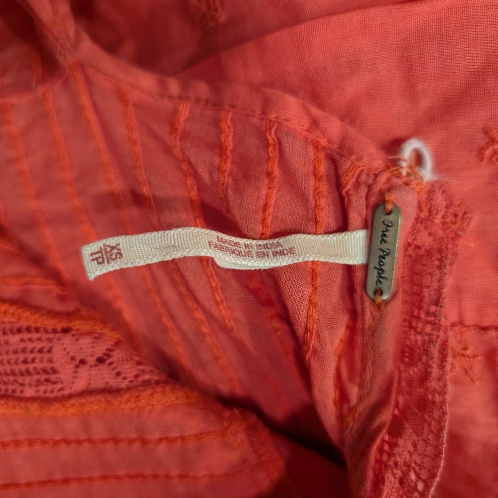 Free People Coral Babydoll Embroidered Festival Boho Beach Dress - Thumbnail 3