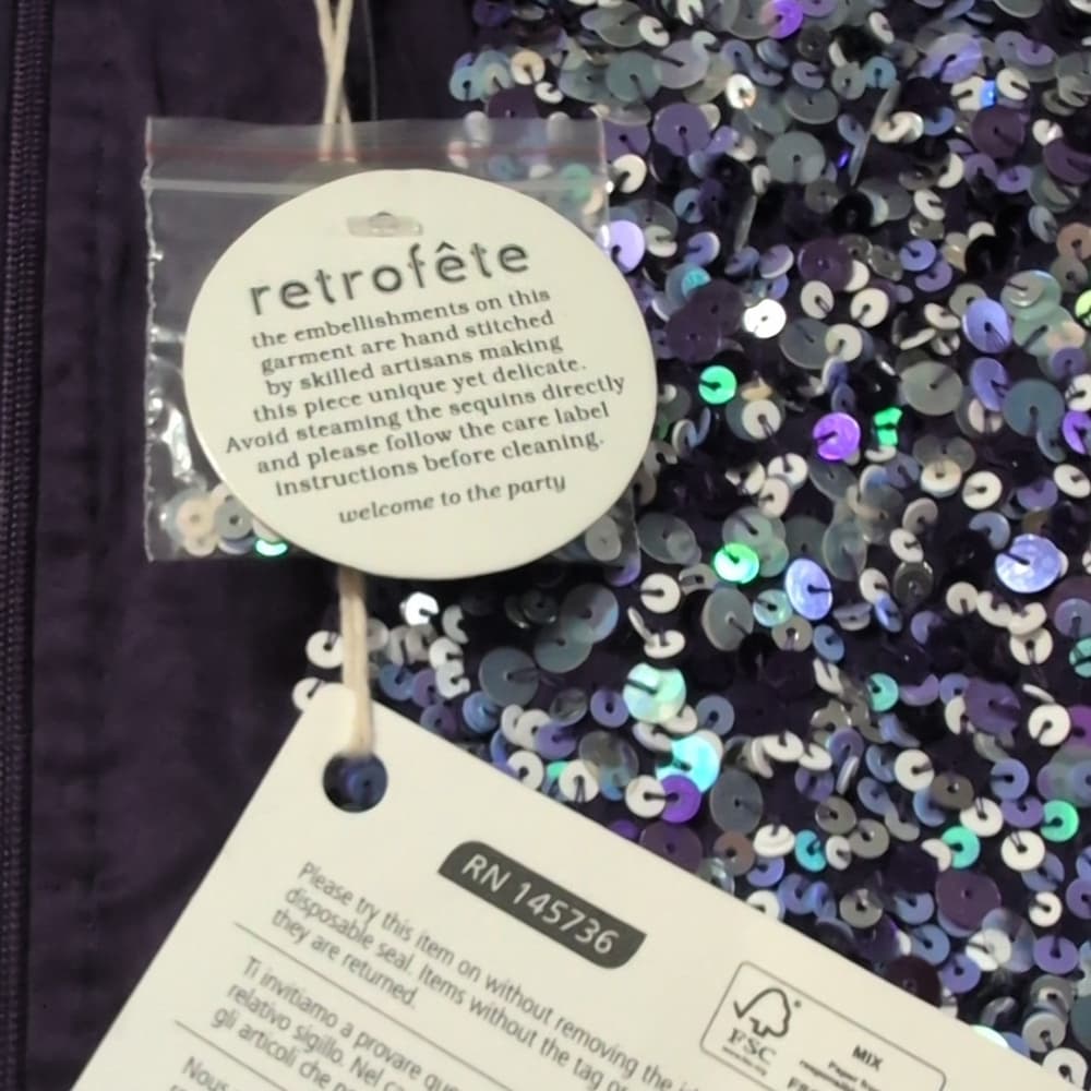 New Retrofete Nancy Purple Sequin Romper Size xs - Thumbnail 2