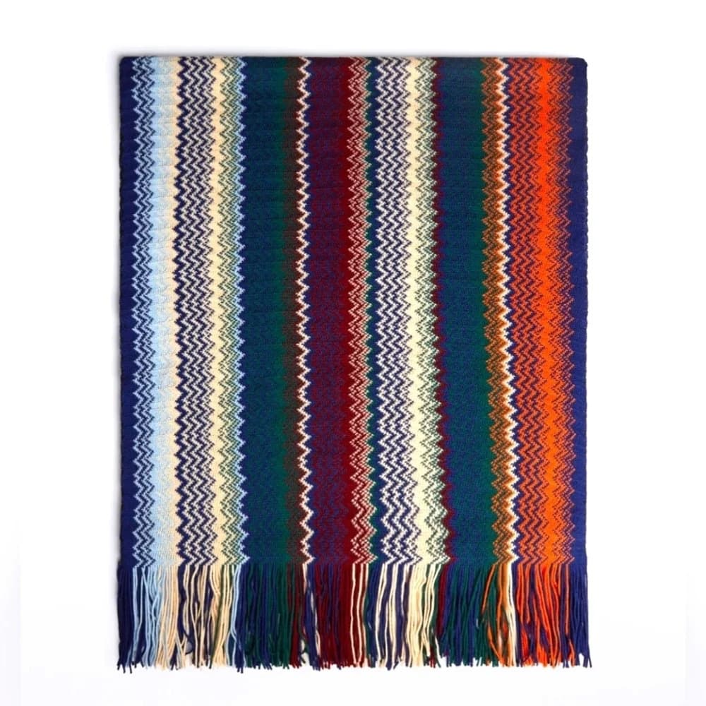 Missoni wool zig zag mountain print long wool fringe scarf - Thumbnail 6