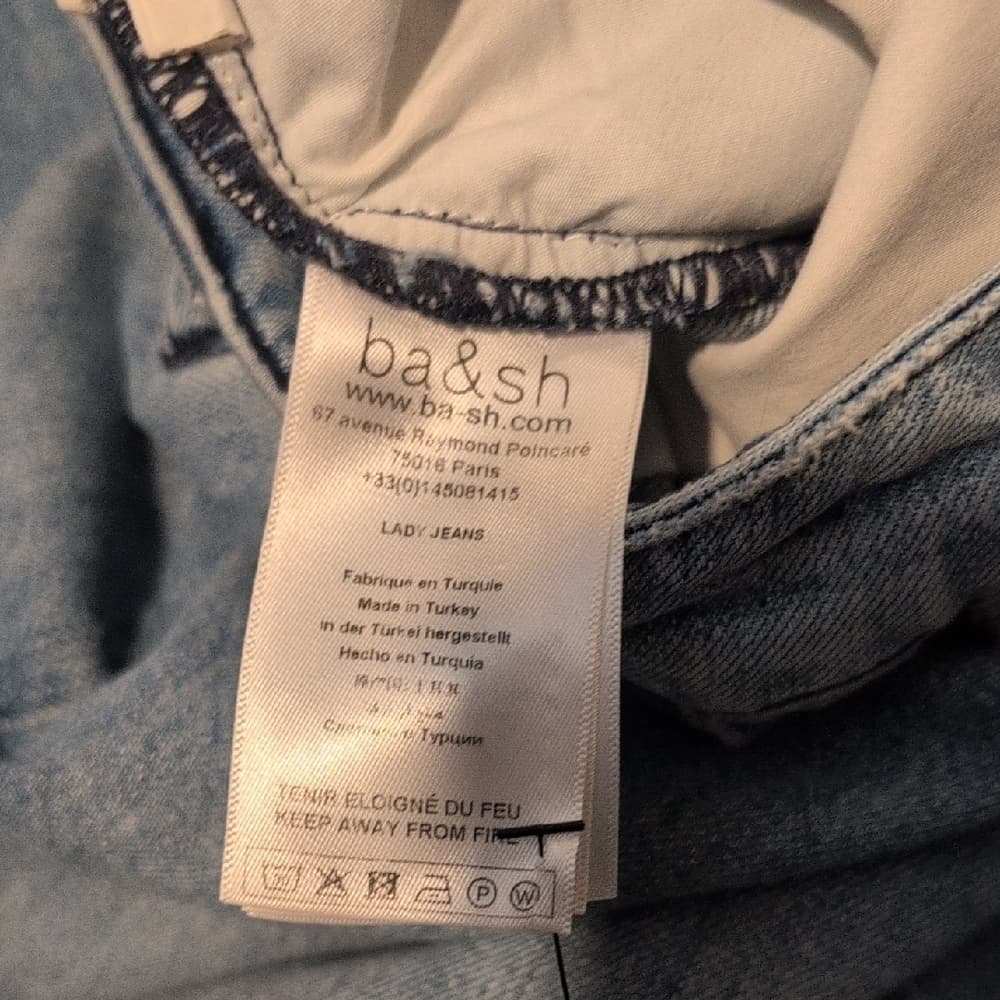 ba&sh High Rise Wide Leg Light Blue Pleated Boyfriend Jeans - Thumbnail 4