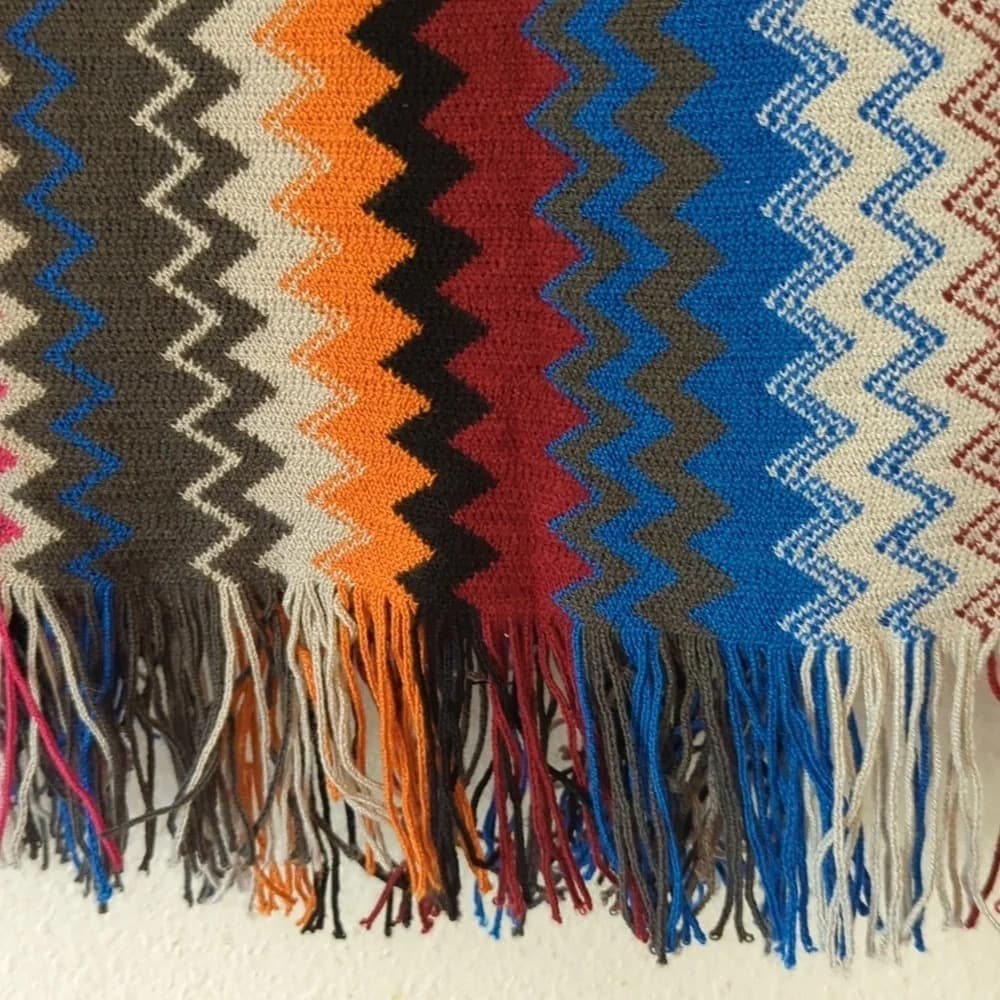 Missoni wool zig zag mountain print long wool fringe scarf - Thumbnail 4