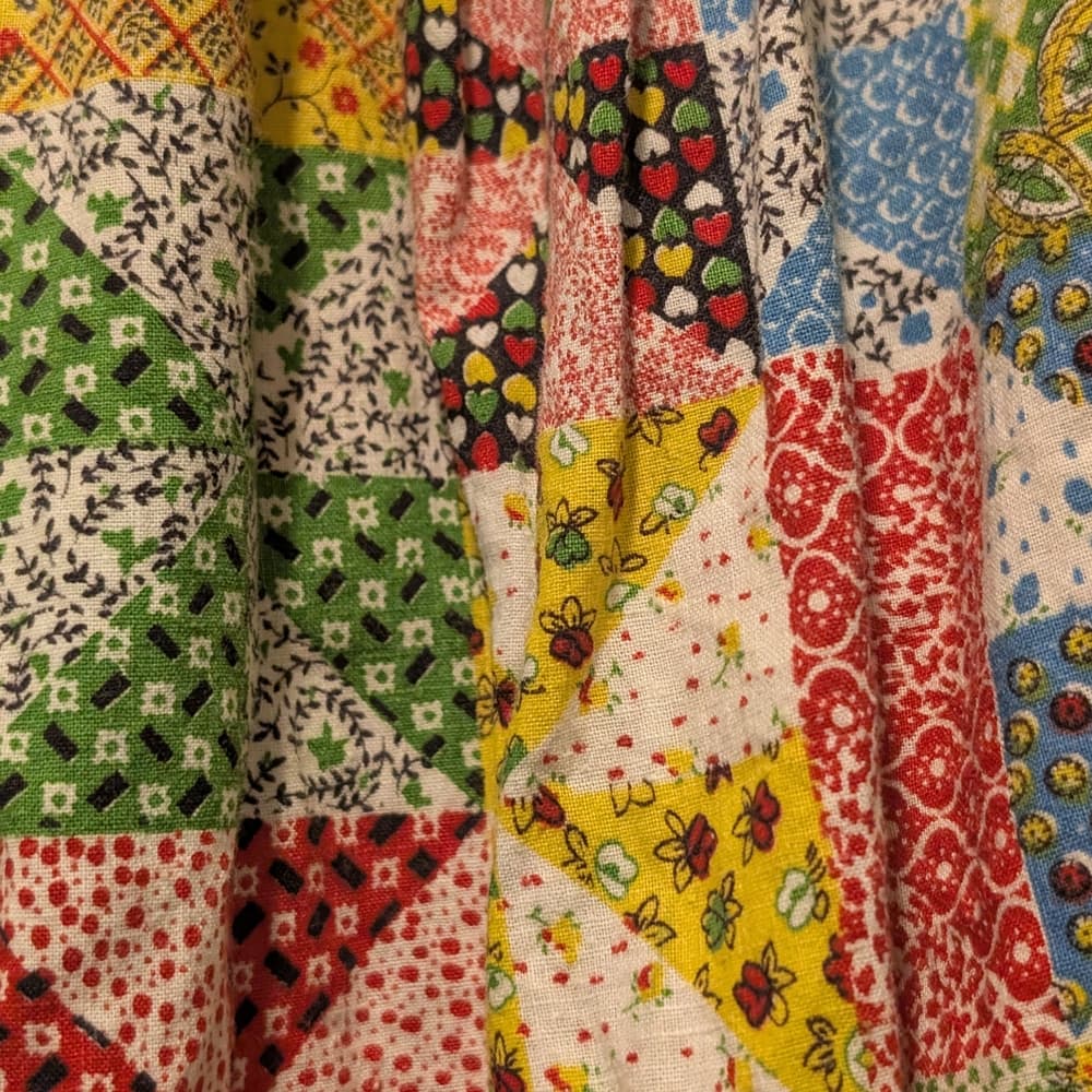 Vintage Quilt Multi-Color Patchwork Cottage Print Handmade Maxi Skirt - Thumbnail 3