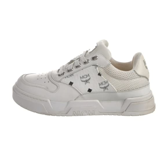 MCM White Logo Low-Top Leather Sneaker - Thumbnail 4