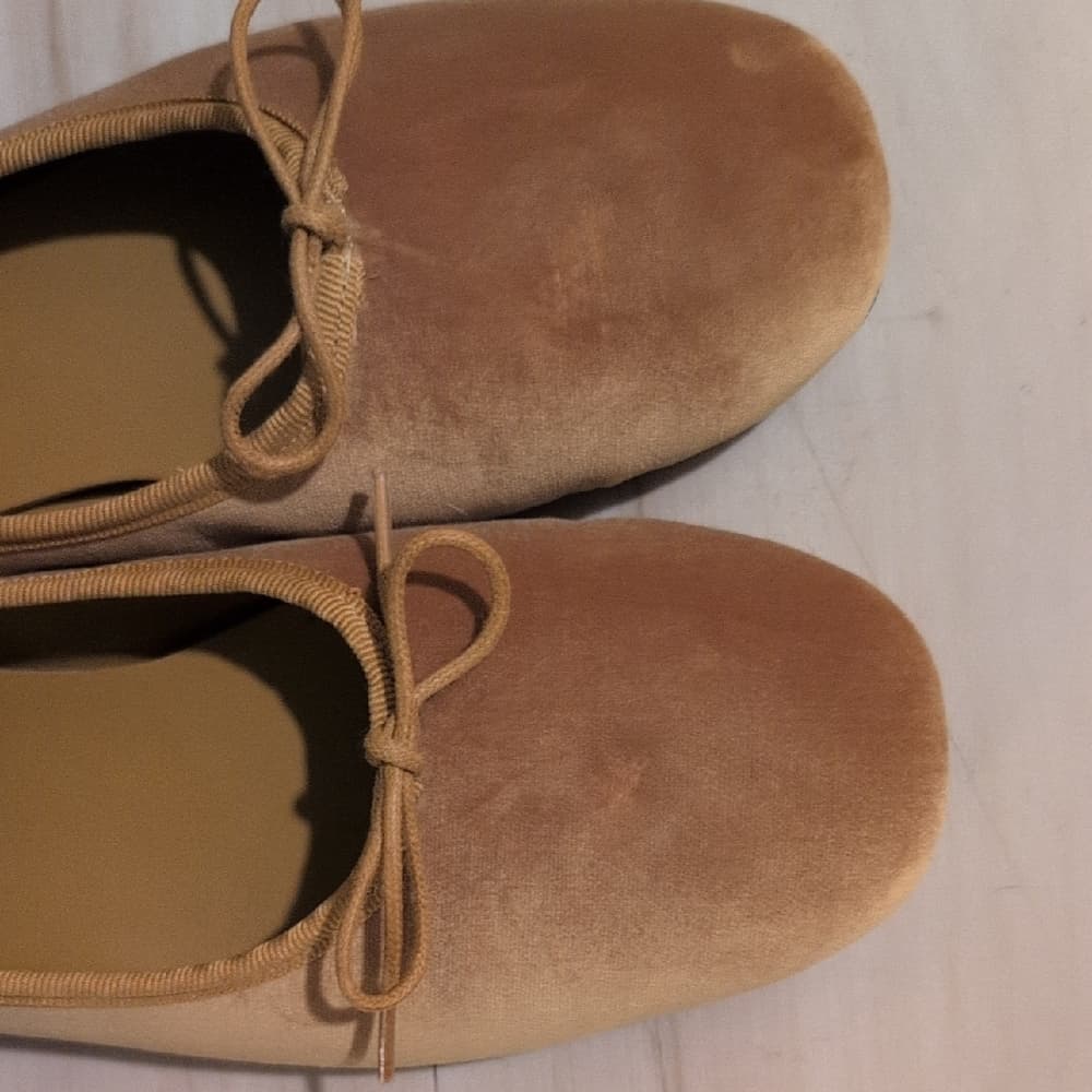 Everlane Ballet Bow Mustard Velvet Loafers Flats Size 6 - Thumbnail 4