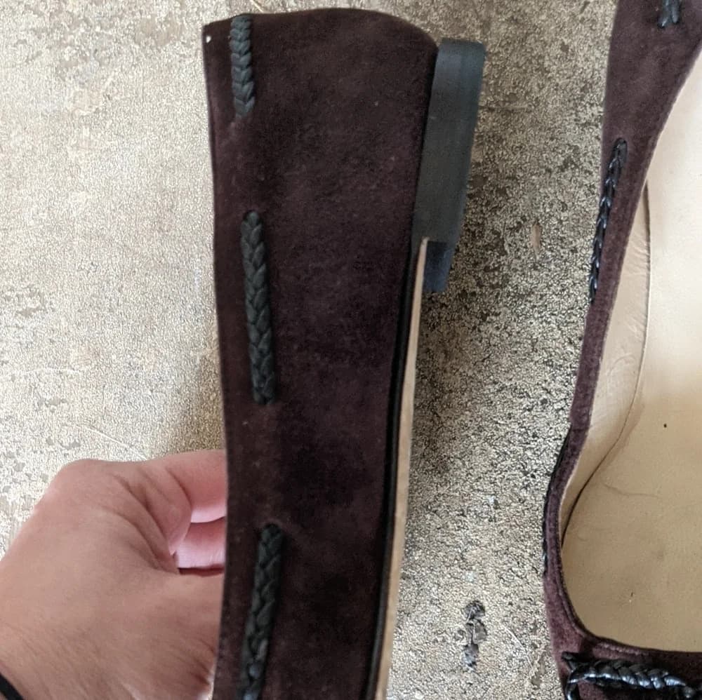 Manolo Blahnik brown suede ballet bow Flats - Thumbnail 4
