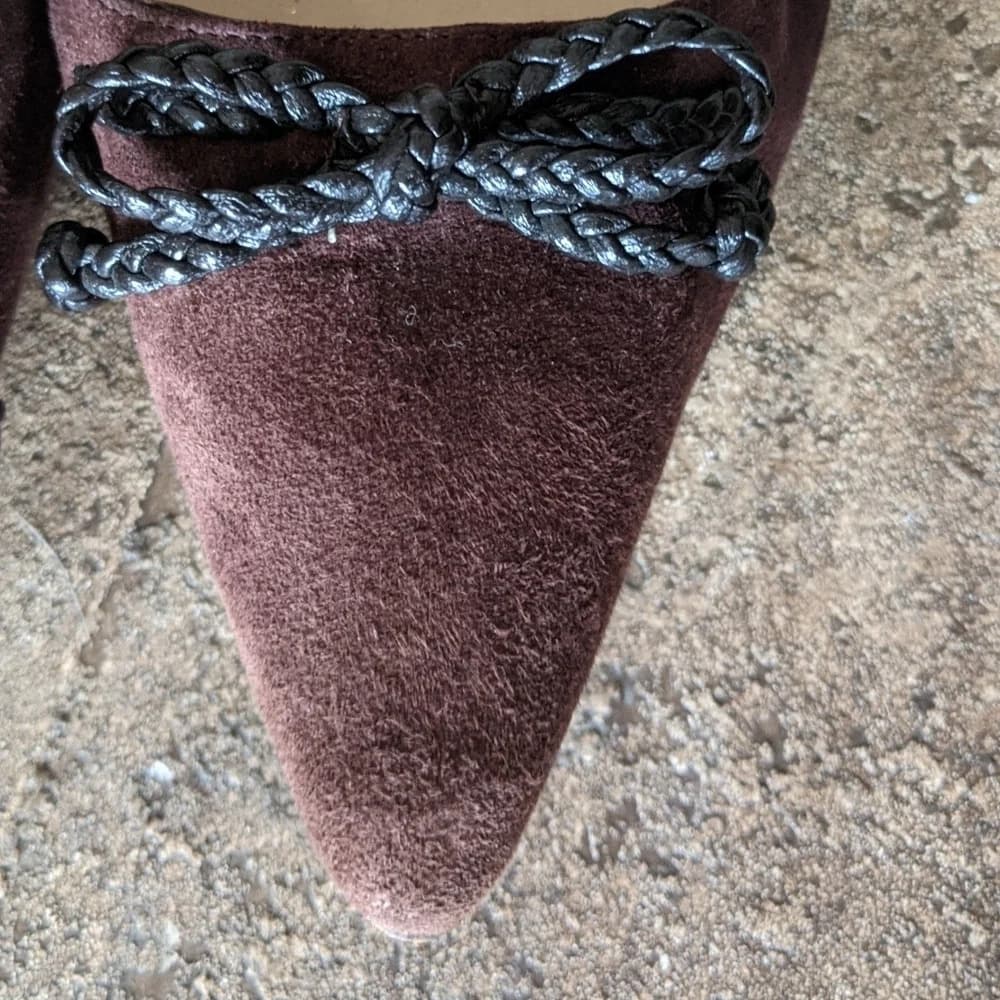 Manolo Blahnik brown suede ballet bow Flats - Thumbnail 3