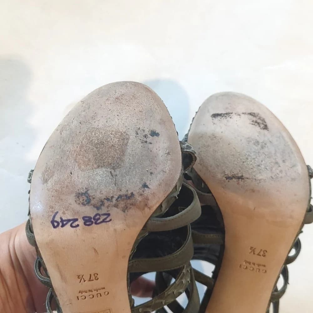Gucci snakeskin leather suede heels size 7.5 - Thumbnail 9