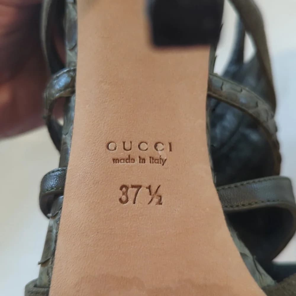 Gucci snakeskin leather suede heels size 7.5 - Thumbnail 8