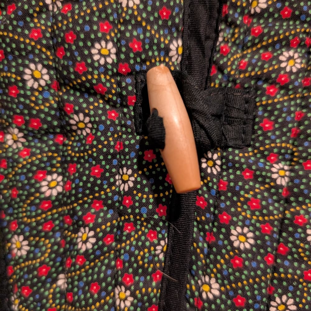 Vintage Quilted Boho Red Floral Print Toggle Closure Jacket - Thumbnail 5
