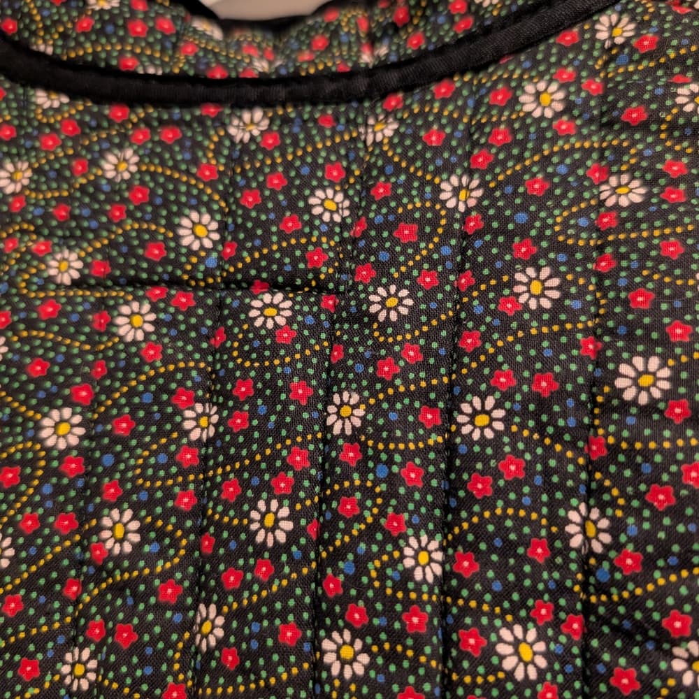 Vintage Quilted Boho Red Floral Print Toggle Closure Jacket - Thumbnail 8